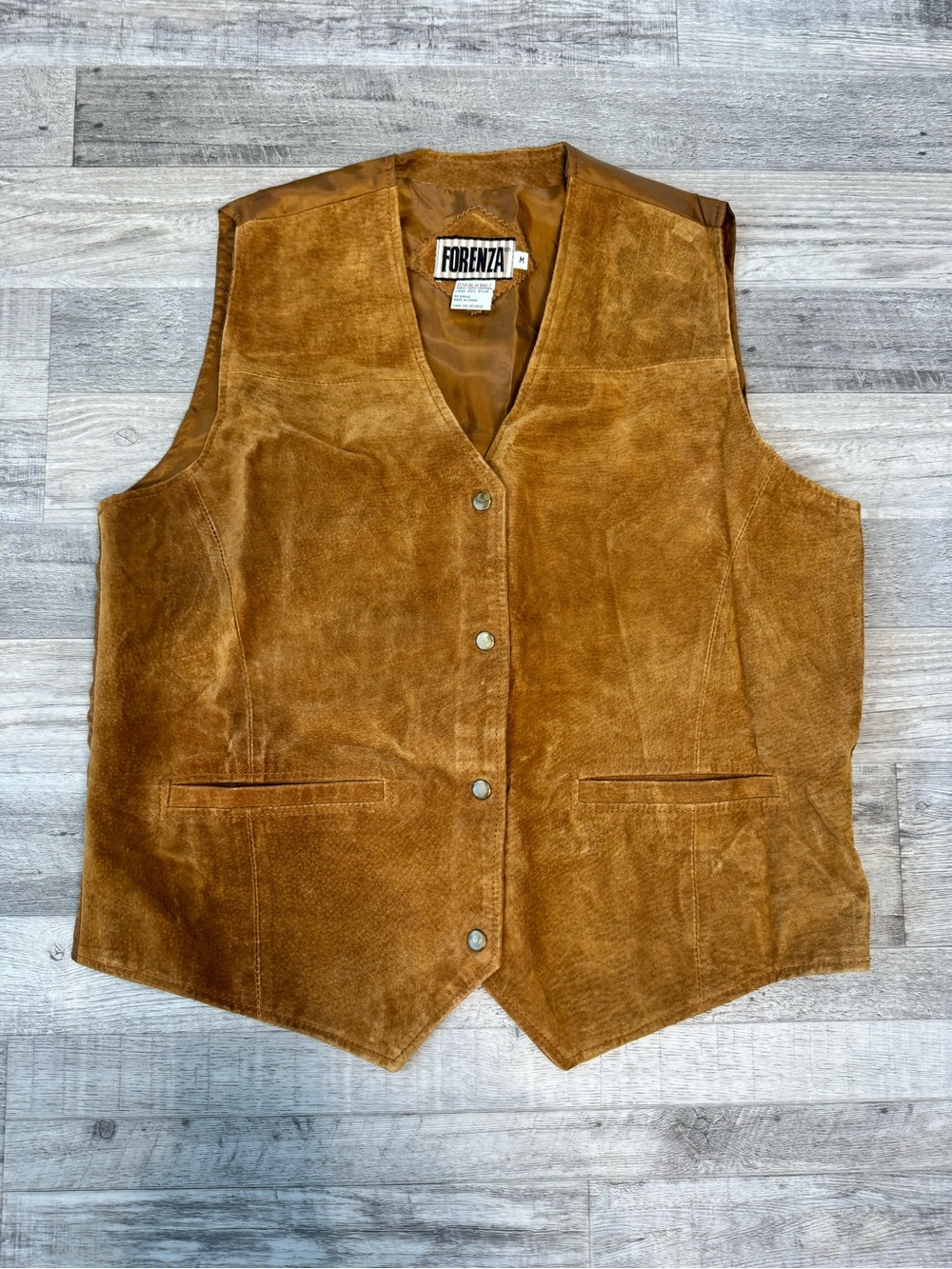 Vintage Real Leather Vest  Snap Front, Oversize Medium Rodeo Western Cowboy D1
